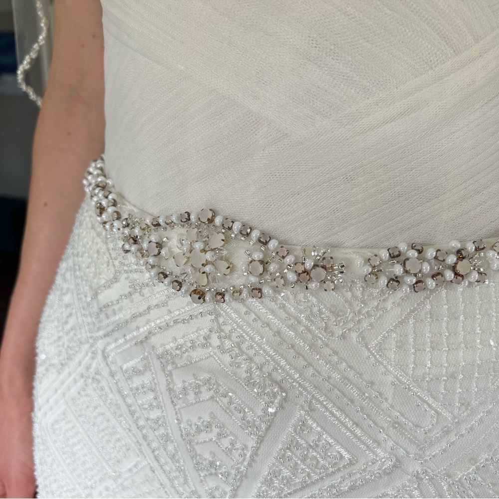 Wedding separates: tulle corset top with boning, fully beaded skirt, veil - Picture 8 of 15